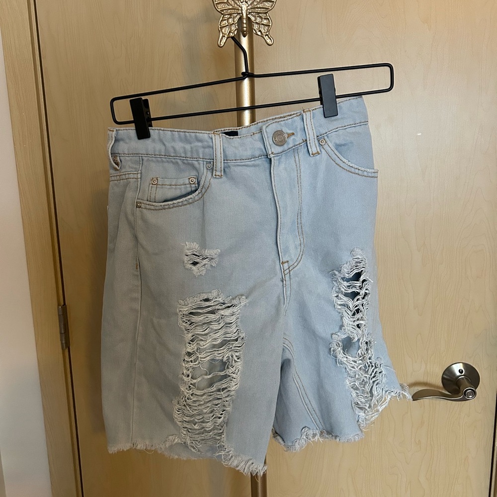 Indigo Rein Light Blue Distressed Jean Shorts
